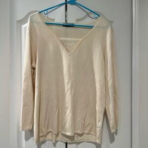 Lauren Ralph Lauren Ivory Lace V-Neck Blouse- XL